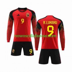 Koszulka Reprezentacja Belgii R.LUKAKU 9 Dziecięca Domowy Komplet World Cup 2022 Długie Rękawy