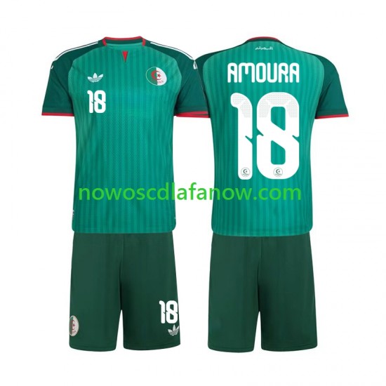 Koszulka Reprezentacja Algierii Mohamed Amoura 18 Dziecięca Wyjazdowy Komplet 2026 Krótkie Rękawy