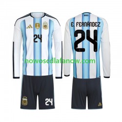 Koszulka Reprezentacja Argentyny Enzo Fernandez 24 Dziecięca Domowy Komplet World Cup 2026 Długie Rękawy