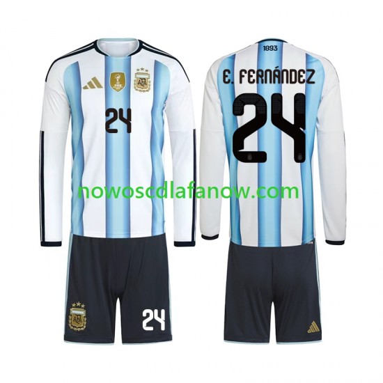 Koszulka Reprezentacja Argentyny Enzo Fernandez 24 Dziecięca Domowy Komplet World Cup 2026 Długie Rękawy