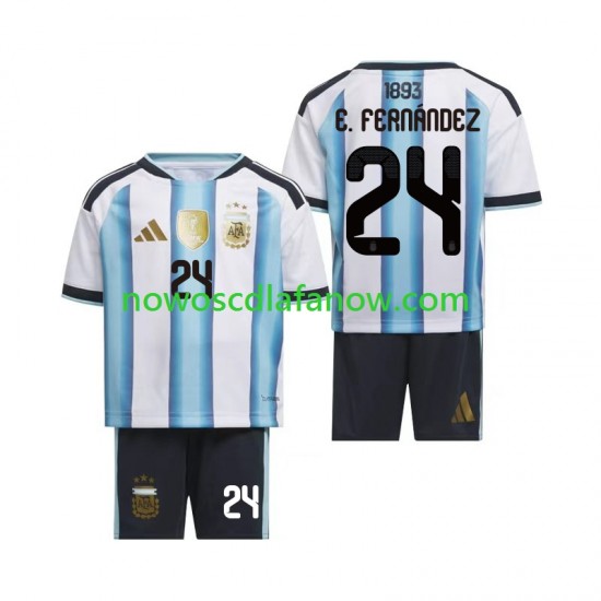 Koszulka Reprezentacja Argentyny Enzo Fernandez 24 Dziecięca Domowy Komplet World Cup 2026 Krótkie Rękawy