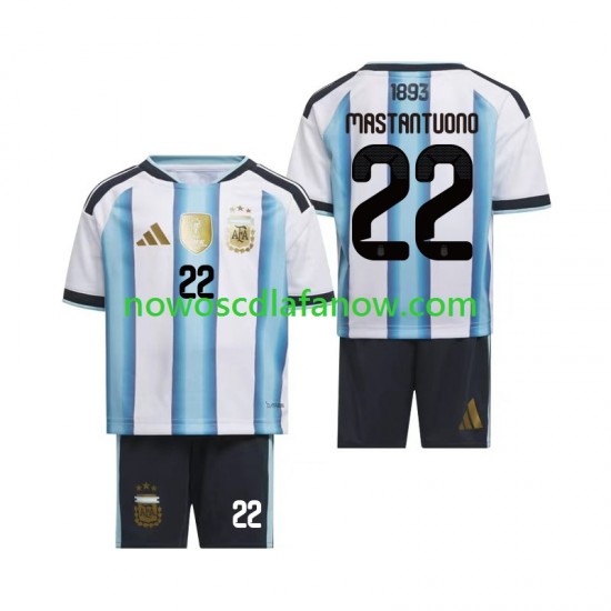 Koszulka Reprezentacja Argentyny Franco Mastantuono 22 Dziecięca Domowy Komplet World Cup 2026 Krótkie Rękawy