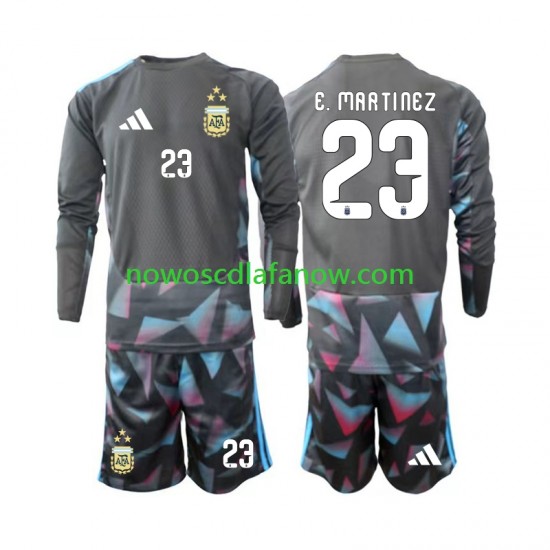 Koszulka Reprezentacja Argentyny Emiliano Martinez 23 Bramkarskie Dziecięca Domowy Komplet World Cup 2026 Długie Rękawy