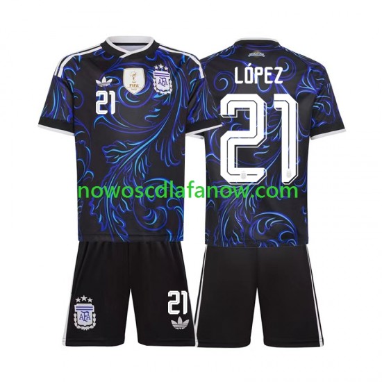 Koszulka Reprezentacja Argentyny Jose Manuel Lopez 21 Dziecięca Wyjazdowy Komplet World Cup 2026 Krótkie Rękawy