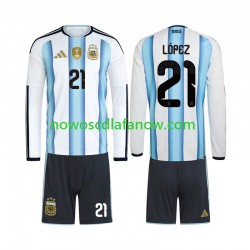 Koszulka Reprezentacja Argentyny Jose Manuel Lopez 21 Dziecięca Domowy Komplet World Cup 2026 Długie Rękawy