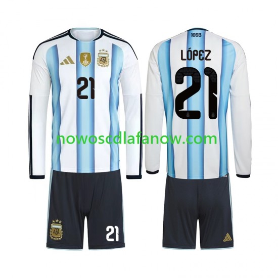 Koszulka Reprezentacja Argentyny Jose Manuel Lopez 21 Dziecięca Domowy Komplet World Cup 2026 Długie Rękawy