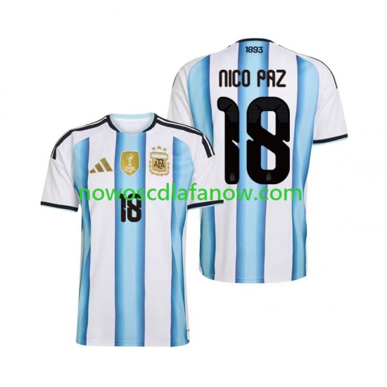 Koszulka Reprezentacja Argentyny Nico Paz 18 Męska Domowy Komplet World Cup 2026 Krótkie Rękawy