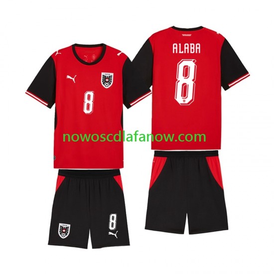Koszulka Reprezentacja Austrii David Alaba 8 Dziecięca Domowy Komplet World Cup 2026 Krótkie Rękawy