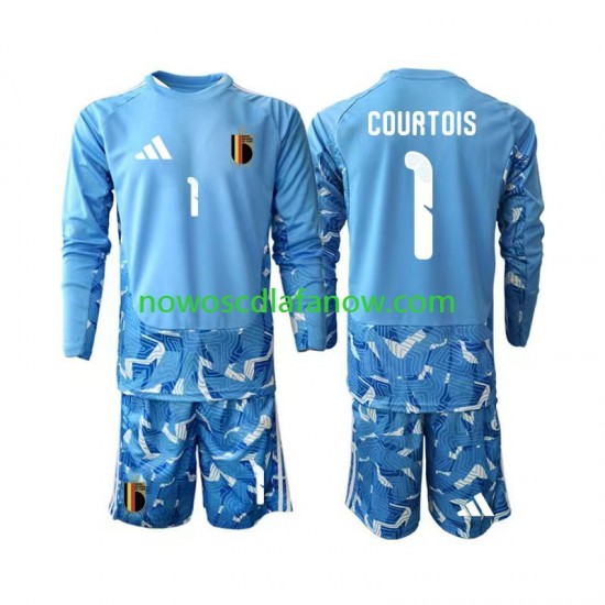 Koszulka Reprezentacja Belgii Thibaut Courtois 1 Bramkarskie Dziecięca Domowy Komplet World Cup 2026 Długie Rękawy