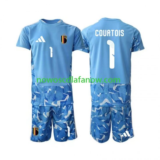 Koszulka Reprezentacja Belgii Thibaut Courtois 1 Bramkarskie Dziecięca Domowy Komplet World Cup 2026 Krótkie Rękawy