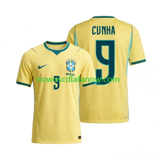 Koszulka Reprezentacja Brazylii Matheus Cunha 9 Męska Domowy Komplet World Cup 2026 Krótkie Rękawy