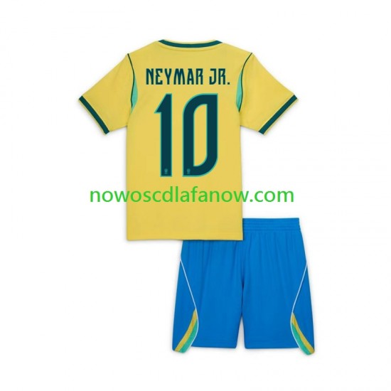 Koszulka Reprezentacja Brazylii Neymar JR 10 Dziecięca Domowy Komplet World Cup 2026 Krótkie Rękawy