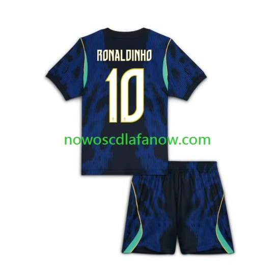 Koszulka Reprezentacja Brazylii Ronaldinho 10 Dziecięca Wyjazdowy Komplet World Cup 2026 Krótkie Rękawy