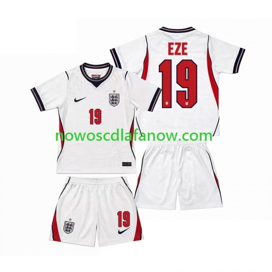 Koszulka Reprezentacja Anglii Eberechi Eze 19 Dziecięca Domowy Komplet World Cup 2026 Krótkie Rękawy