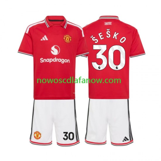 Koszulka Manchester United Benjamin Sesko 30 Dziecięca Domowy Komplet 2026-2027 Krótkie Rękawy