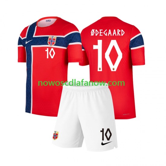 Koszulka Reprezentacja Norwegii Martin Odegaard 10 Dziecięca Domowy Komplet World Cup 2026 Krótkie Rękawy