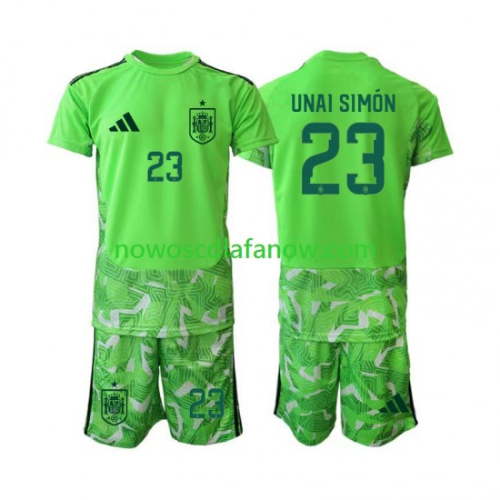 Koszulka Reprezentacja Hiszpanii Unai Simon 23 6th Green color Bramkarskie Dziecięca World Cup 2026 Krótkie Rękawy