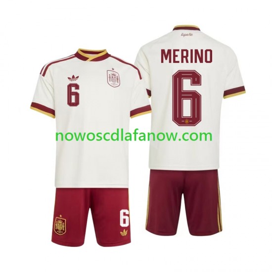 Koszulka Reprezentacja Hiszpanii Mikel Merino 6 Dziecięca Wyjazdowy Komplet World Cup 2026 Krótkie Rękawy