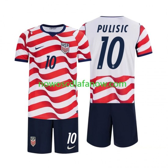 Koszulka Reprezentacja Stanów Zjednoczonych Christian Pulisic 10 Dziecięca Domowy Komplet World Cup 2026 Krótkie Rękawy