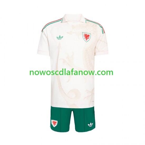 Koszulka Reprezentacja Walii Dziecięca Wyjazdowy Komplet World Cup 2026 Krótkie Rękawy