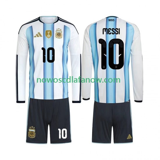 Koszulka Reprezentacja Argentyny Lionel Messi 10 Dziecięca Domowy Komplet World Cup 2026 Długie Rękawy