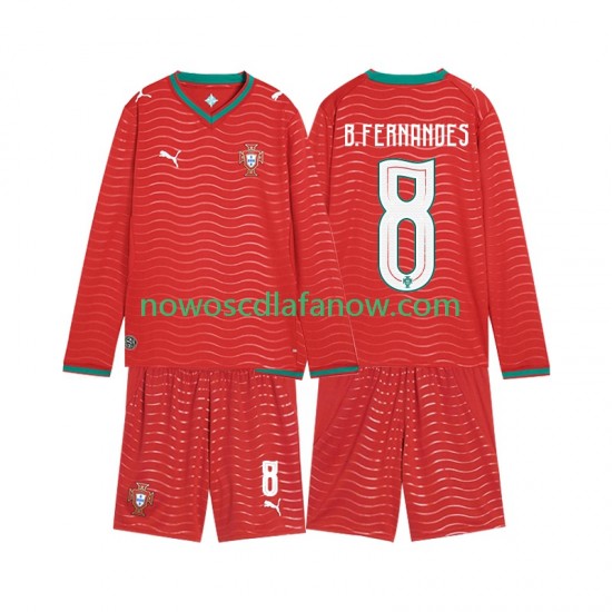 Koszulka Reprezentacja Portugalii Bruno Fernandes 8 Dziecięca Domowy Komplet World Cup 2026 Długie Rękawy