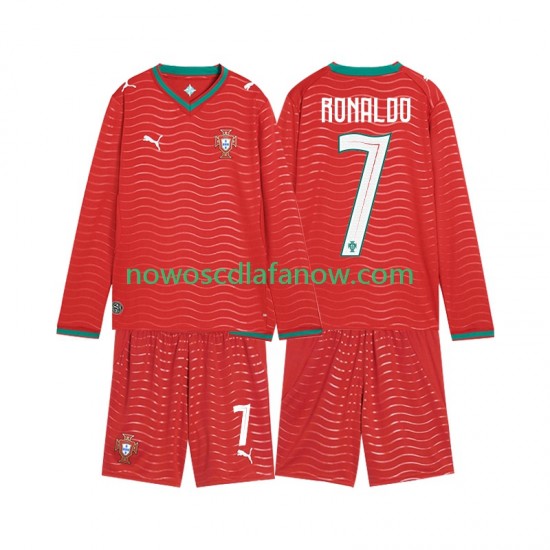 Koszulka Reprezentacja Portugalii Cristiano Ronaldo 7 Dziecięca Domowy Komplet World Cup 2026 Długie Rękawy