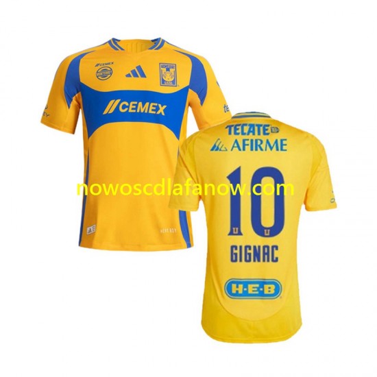 Koszulka Tigres UANL Gignac 10 Męska Domowy Komplet 2024-2025 Krótkie Rękawy