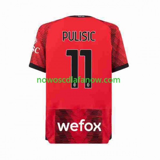 Koszulka AC Milan Christian Pulisic 11 Męska Domowy Komplet 2023-2024 Krótkie Rękawy