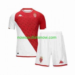 Koszulka AS Monaco Dziecięca Domowy Komplet 2023-2024 Krótkie Rękawy