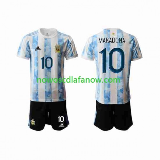Koszulka Reprezentacja Argentyny Maradona 10 2020-2021 Dziecięca Domowy Komplet Krótkie Rękawy