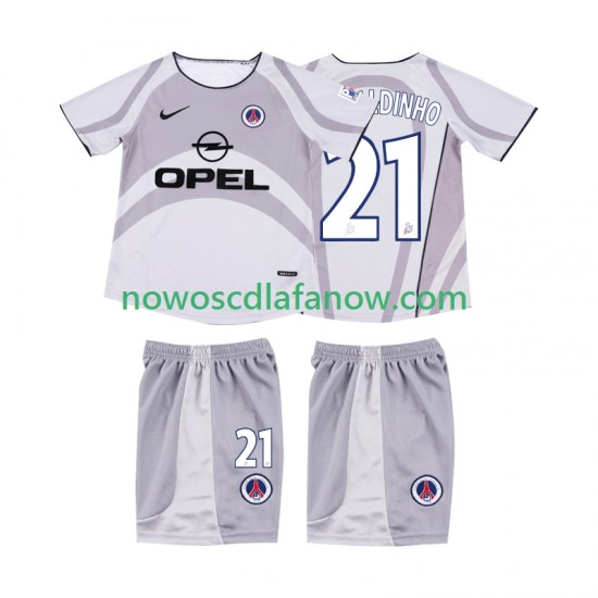 Koszulka AC Milan RONALDINHO 21 2001 Retro Dziecięca Wyjazdowy Komplet 2002 Krótkie Rękawy