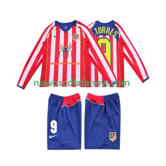 Koszulka Atlético Madryt F TORRES 9 2005 Retro Dziecięca Domowy Komplet 2004 Długie Rękawy