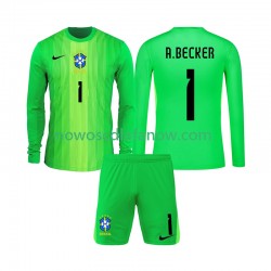 Koszulka Reprezentacja Brazylii Alisson Becker 1 Bramkarskie Dziecięca Domowy Komplet 2026 Długie Rękawy