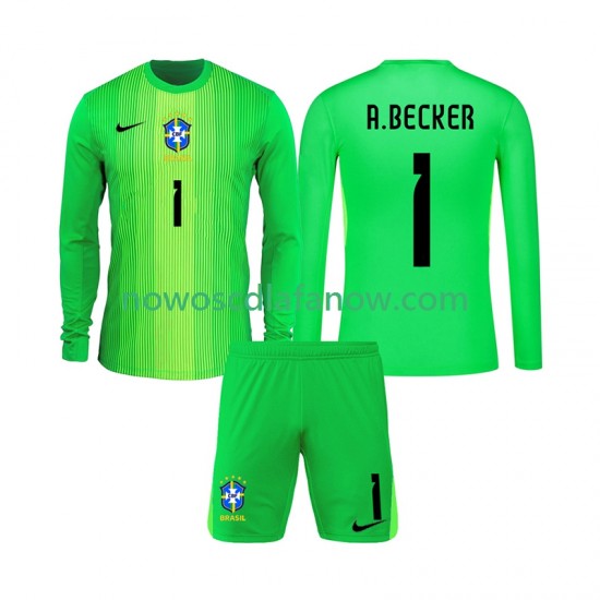 Koszulka Reprezentacja Brazylii Alisson Becker 1 Bramkarskie Dziecięca Domowy Komplet 2026 Długie Rękawy