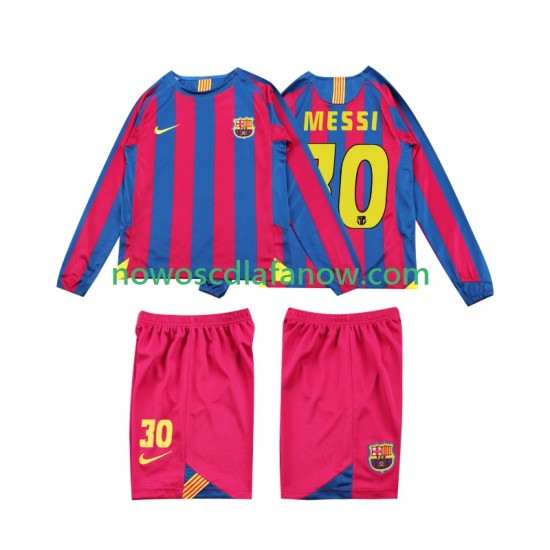 Koszulka FC Barcelona Lionel Messi 10 2005 Retro Dziecięca Domowy Komplet 2006 Długie Rękawy