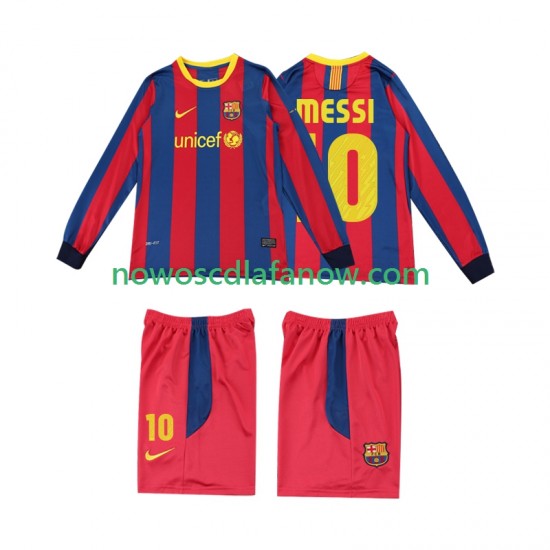Koszulka FC Barcelona Lionel Messi 10 Retro Dziecięca Domowy Komplet 2011 2010 Długie Rękawy