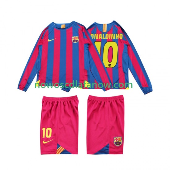 Koszulka FC Barcelona RONALDINHO 10 2005 Retro Dziecięca Domowy Komplet 2006 Długie Rękawy