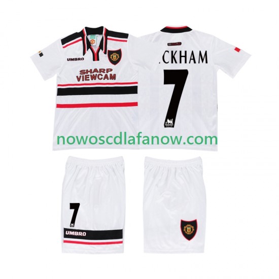 Koszulka Manchester United BECKHAM 7 Retro Dziecięca Wyjazdowy Komplet 1998 Krótkie Rękawy