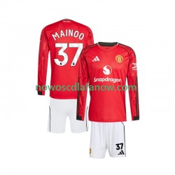 Koszulka Manchester United Kobbie Mainoo 37 Dziecięca Domowy Komplet 2025-2026 Długie Rękawy