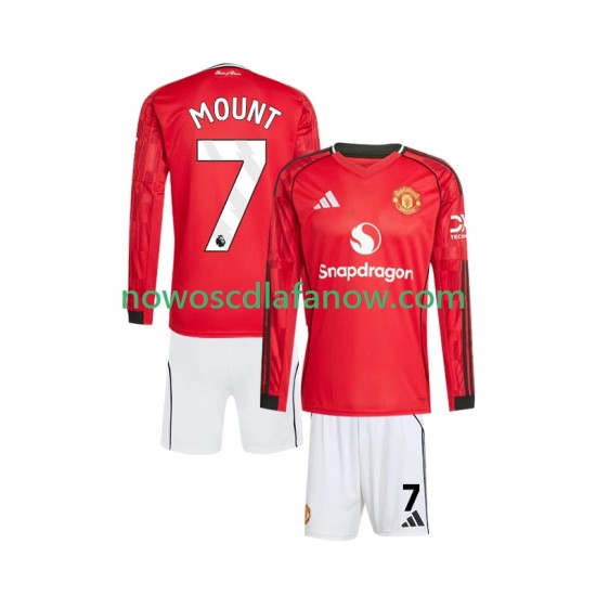 Koszulka Manchester United Mason Mount 7 Dziecięca Domowy Komplet 2025-2026 Długie Rękawy