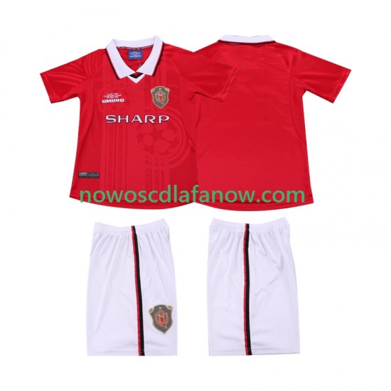 Koszulka Manchester United 2000 Retro Dziecięca Domowy Komplet 1999 Krótkie Rękawy