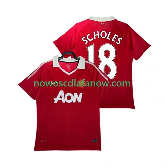 Koszulka Manchester United SCHOLES 18 Retro Męska Domowy Komplet 2011 2010 Krótkie Rękawy