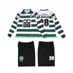 Koszulka Sporting CP Cristiano Ronaldo 28 2001 2003 Retro Dziecięca Domowy Komplet Długie Rękawy