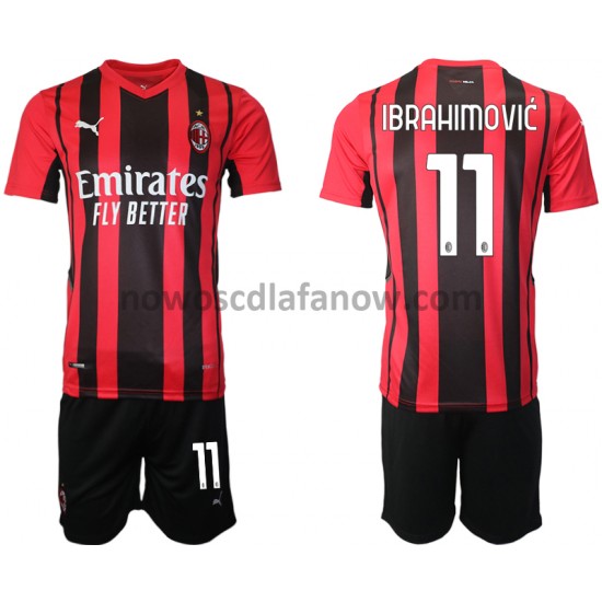 Koszulka AC Milan Zlatan Ibrahimovic 11 Dziecięca Domowy Komplet 2021-2022 Krótkie Rękawy