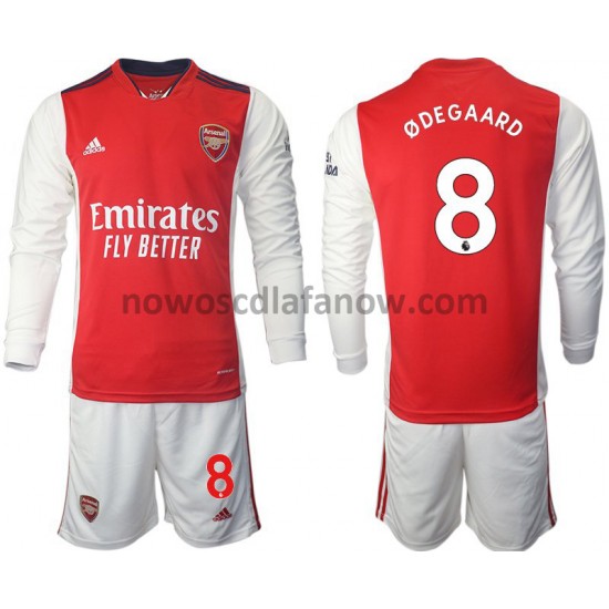 Koszulka Arsenal Odegaard 8 Dziecięca Domowy Komplet 2021-2022 Długie Rękawy