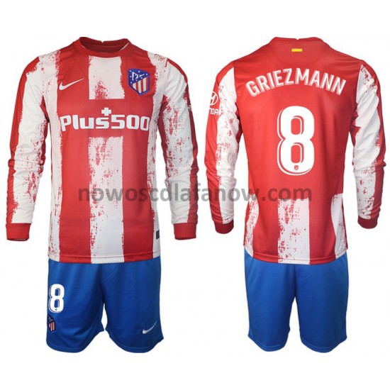 Koszulka Atlético Madryt GRIEZMANN 8 Dziecięca Domowy Komplet 2021-2022 Długie Rękawy