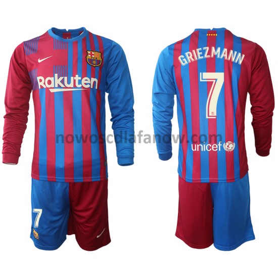 Koszulka FC Barcelona Antoine Griezmann 7 Dziecięca Domowy Komplet 2021-2022 Długie Rękawy