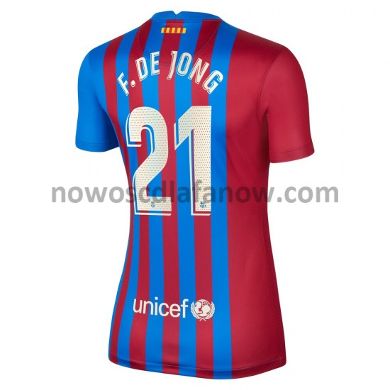 Koszulka FC Barcelona F.De Jong 21 Damska Domowy Komplet 2021-2022 Krótkie Rękawy