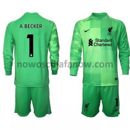 Koszulka Liverpool Bramkarskie Alisson Becker 1 Dziecięca Domowy Komplet 2021-2022 Długie Rękawy